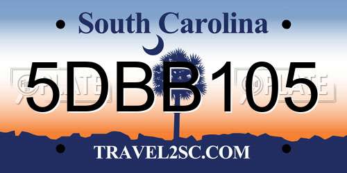 5DBB105 South Carolina License Plate