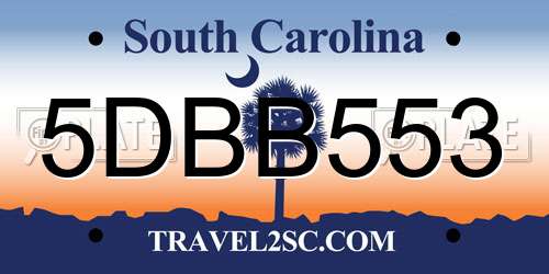 5DBB553 South Carolina License Plate