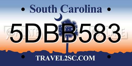5DBB583 South Carolina License Plate