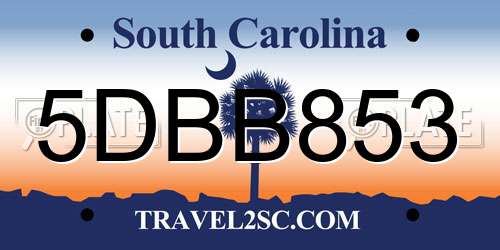 5DBB853 South Carolina License Plate