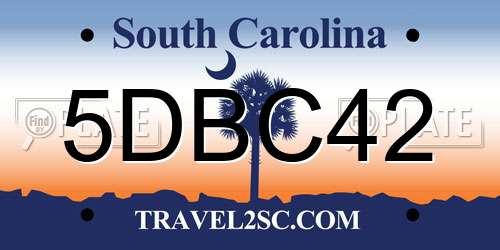 5DBC42 South Carolina License Plate