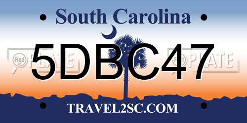 5DBC47 South Carolina License Plate