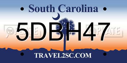 5DBH47 South Carolina License Plate