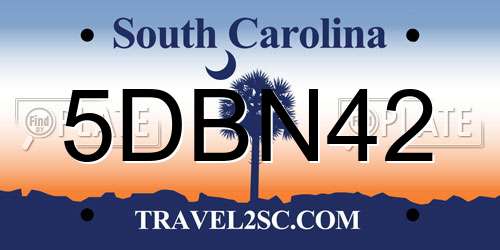 5DBN42 South Carolina License Plate
