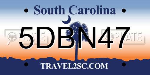 5DBN47 South Carolina License Plate