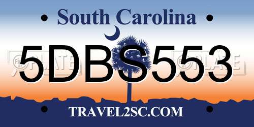 5DBS553 South Carolina License Plate