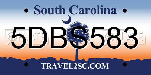 5DBS583 South Carolina License Plate