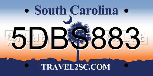 5DBS883 South Carolina License Plate