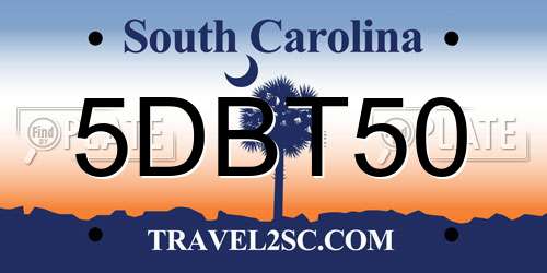 5DBT50 South Carolina License Plate