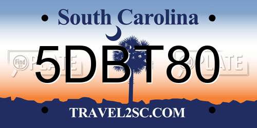 5DBT80 South Carolina License Plate
