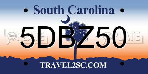 5DBZ50 South Carolina License Plate