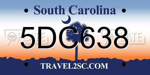 5DC638 South Carolina License Plate