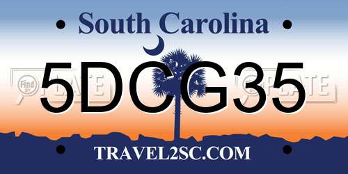 5DCG35 South Carolina License Plate