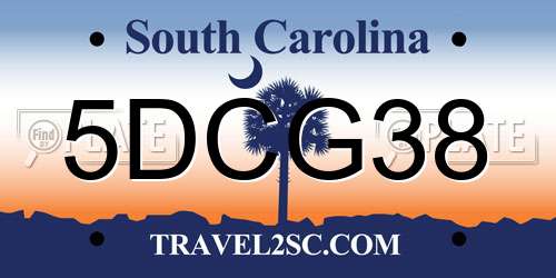5DCG38 South Carolina License Plate