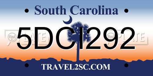 5DCI292 South Carolina License Plate