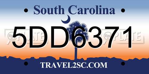5DD6371 South Carolina License Plate