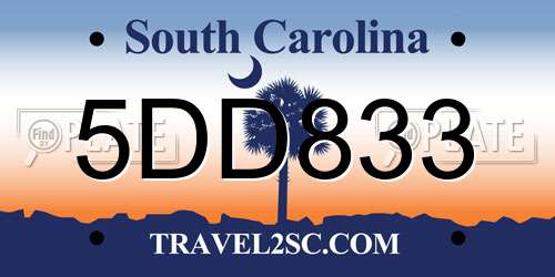 5DD833 South Carolina License Plate