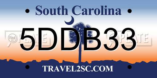 5DDB33 South Carolina License Plate