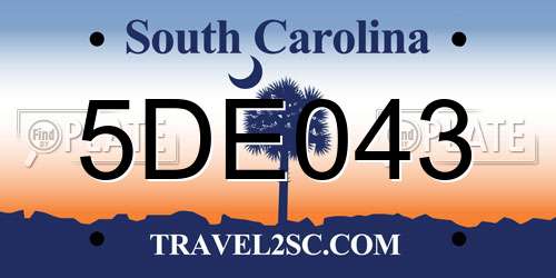 5DE043 South Carolina License Plate