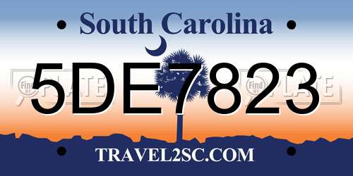 5DE7823 South Carolina License Plate