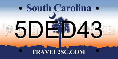 5DED43 South Carolina License Plate