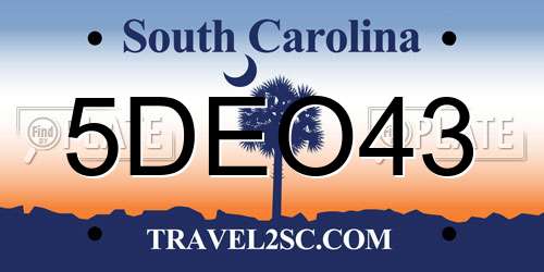 5DEO43 South Carolina License Plate