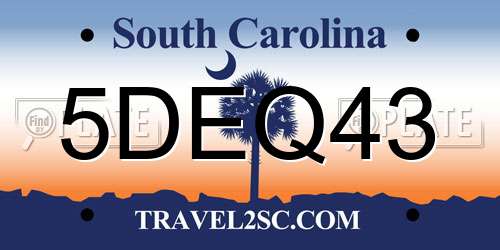 5DEQ43 South Carolina License Plate
