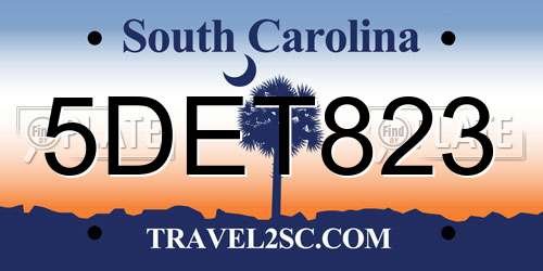 5DET823 South Carolina License Plate