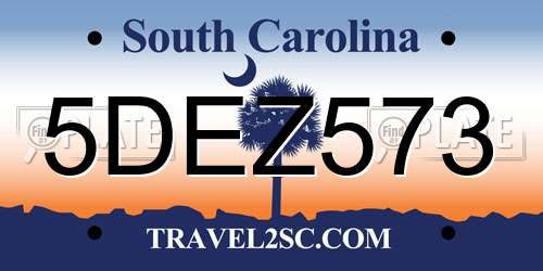 5DEZ573 South Carolina License Plate