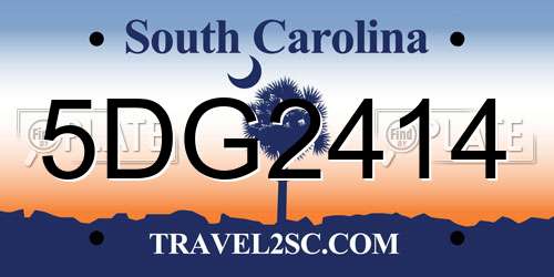 5DG2414 South Carolina License Plate