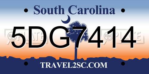 5DG7414 South Carolina License Plate