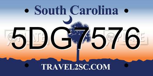 5DG7576 South Carolina License Plate