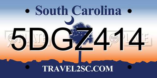 5DGZ414 South Carolina License Plate