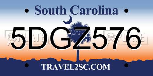 5DGZ576 South Carolina License Plate