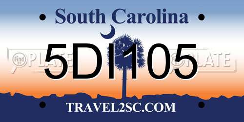 5DI105 South Carolina License Plate