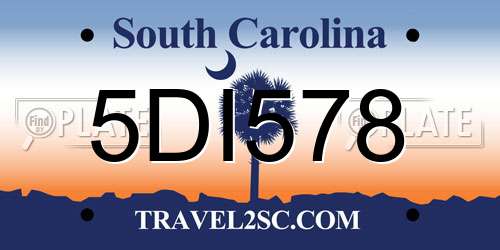 5DI578 South Carolina License Plate