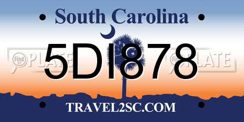 5DI878 South Carolina License Plate
