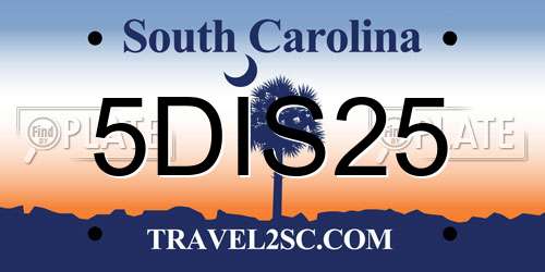5DIS25 South Carolina License Plate