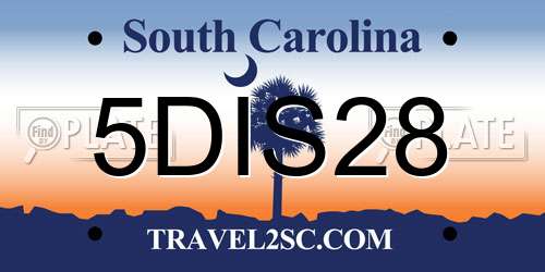 5DIS28 South Carolina License Plate