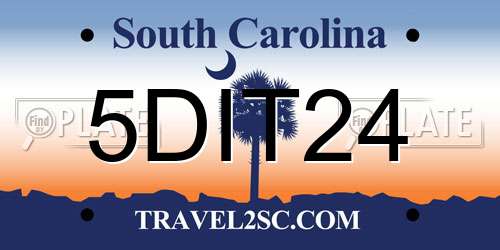 5DIT24 South Carolina License Plate