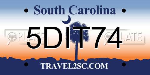 5DIT74 South Carolina License Plate