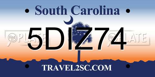 5DIZ74 South Carolina License Plate