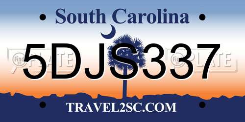 5DJS337 South Carolina License Plate