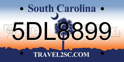 5DL8899 South Carolina License Plate