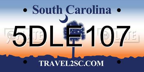 5DLE107 South Carolina License Plate
