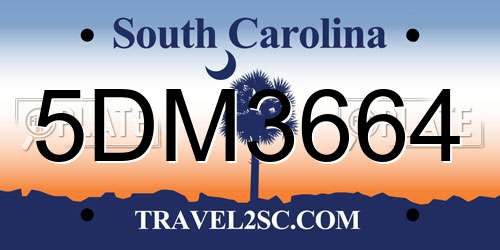 5DM3664 South Carolina License Plate