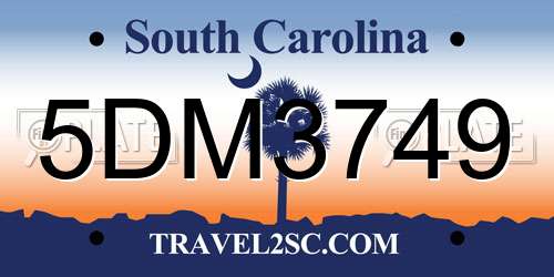 5DM3749 South Carolina License Plate