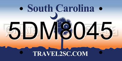 5DM8045 South Carolina License Plate