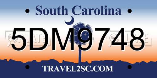 5DM9748 South Carolina License Plate