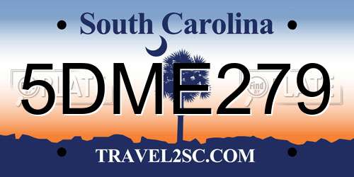 5DME279 South Carolina License Plate
